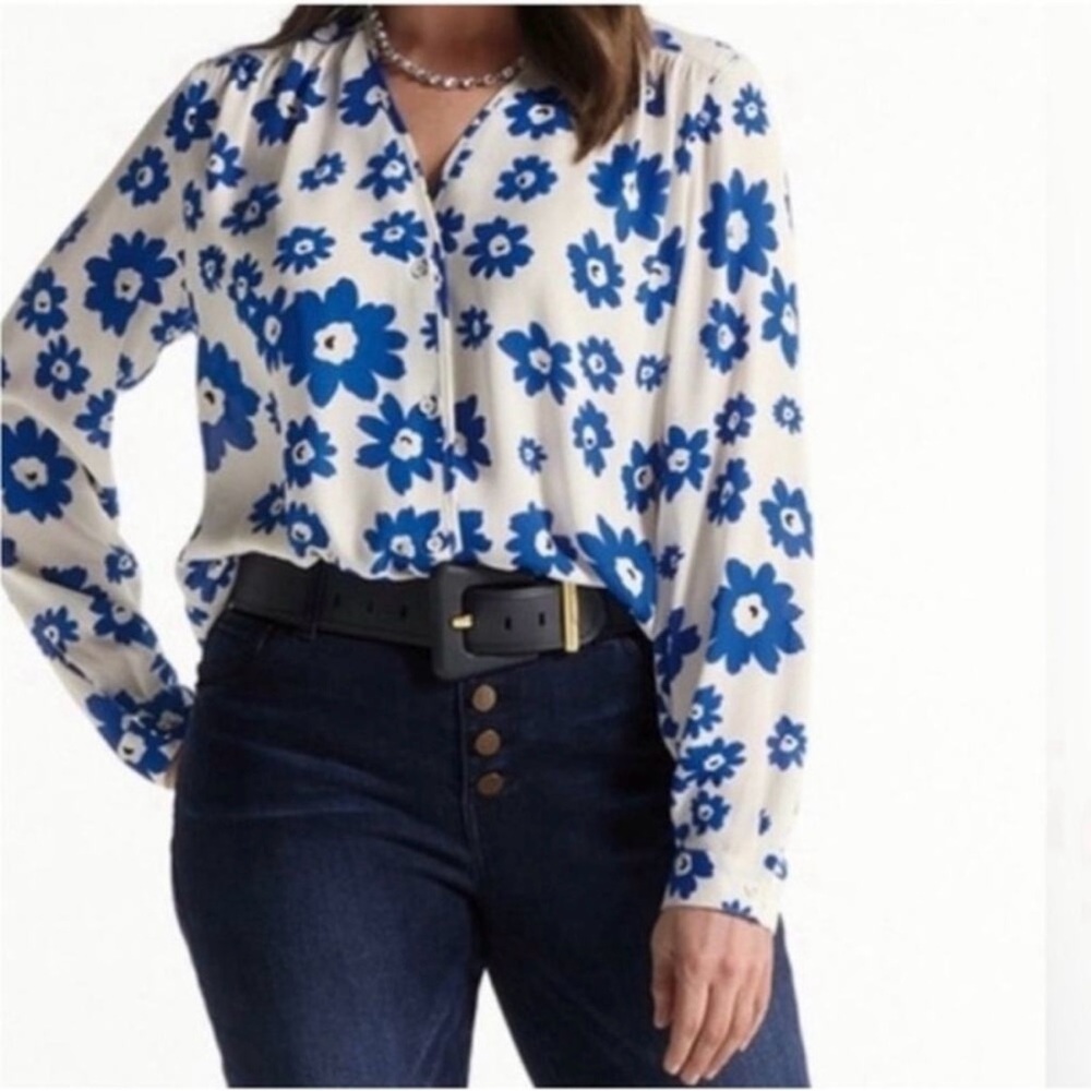 Cabi Florist Blouse 4334 Blue Floral Sz M